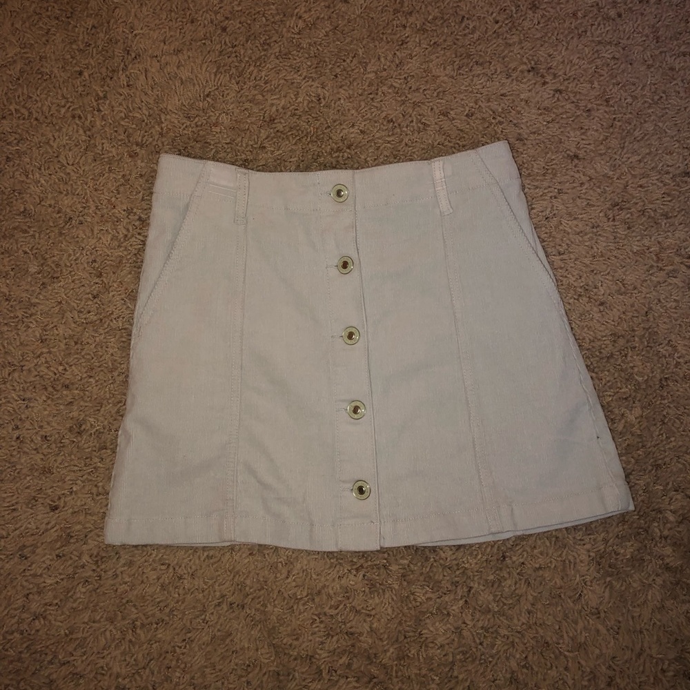 Icy blue corduroy button up skirt